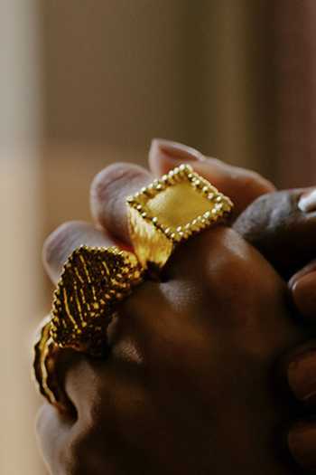 Buy_Arvino_Gold Plated Recycled Bronze Granulated Ring _at_Aza_Fashions