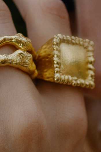 Buy_Arvino_Gold Plated Recycled Bronze Granulated Ring _Online_at_Aza_Fashions