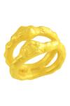 Arvino_Gold Plated Recycled Bronze Molten Dual Band Ring _Online_at_Aza_Fashions