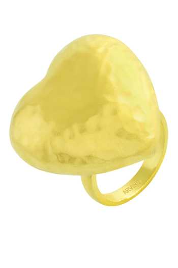 Shop_Arvino_Gold Plated Recycled Bronze Chunky Textured Heart Ring _at_Aza_Fashions