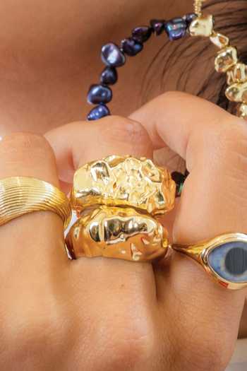 Buy_Arvino_Gold Plated Recycled Bronze Textured Foil Ring _at_Aza_Fashions