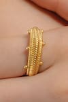 Buy_Arvino_Gold Plated Recycled Bronze Dotted Carved Ring _at_Aza_Fashions