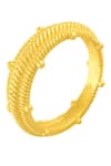 Shop_Arvino_Gold Plated Recycled Bronze Dotted Carved Ring _at_Aza_Fashions
