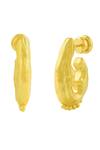 Shop_Arvino_Gold Plated Textured Hanging Rawa Earrings _at_Aza_Fashions
