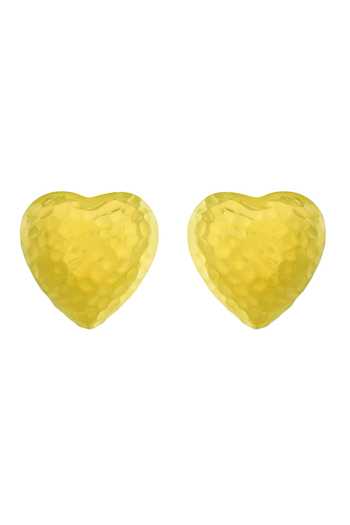 Shop_Arvino_Gold Plated Chunky Textured Heart Stud Earrings _at_Aza_Fashions
