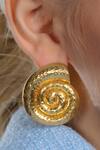 Buy_Arvino_Gold Plated Textured Shell Stud Earrings _at_Aza_Fashions