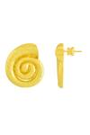 Shop_Arvino_Gold Plated Textured Shell Stud Earrings _at_Aza_Fashions