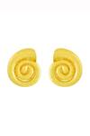 Arvino_Gold Plated Textured Shell Stud Earrings _Online_at_Aza_Fashions
