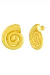 Buy_Arvino_Gold Plated Textured Shell Stud Earrings _Online_at_Aza_Fashions