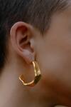 Buy_Arvino_Gold Plated Crimped Textured Hoops _at_Aza_Fashions