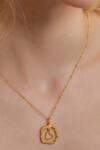 Buy_Arvino_Gold Plated Granulated Love Charm Necklace _at_Aza_Fashions