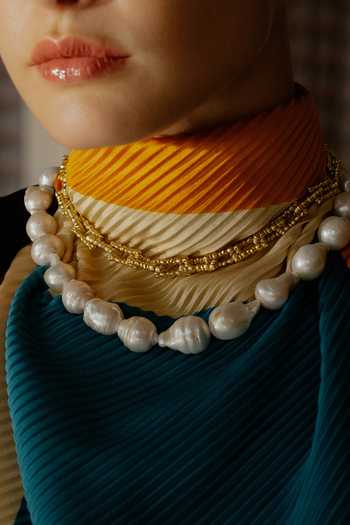 Buy_Arvino_White Baroque Pearl Embellished Necklace _at_Aza_Fashions