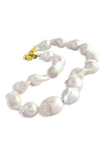 Shop_Arvino_White Baroque Pearl Embellished Necklace _at_Aza_Fashions