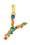 Buy_Arvino_Multi Color Stone Embellished Y Alphabet Pendant Necklace _at_Aza_Fashions