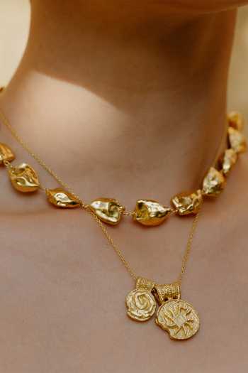 Buy_Arvino_Gold Plated Molten Nugget Necklace _at_Aza_Fashions