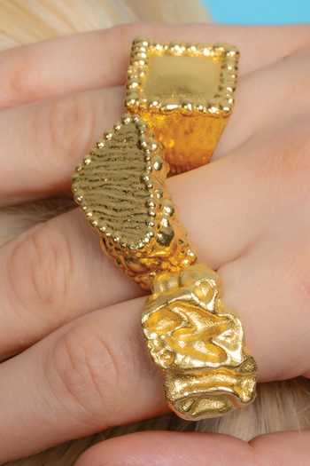 Buy_Arvino_Gold Plated Chunky Molten Ring _at_Aza_Fashions