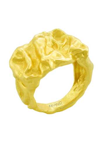 Shop_Arvino_Gold Plated Chunky Molten Ring _at_Aza_Fashions