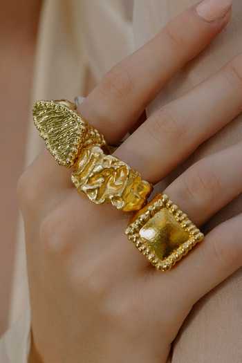 Shop_Arvino_Gold Plated Chunky Molten Ring _Online_at_Aza_Fashions