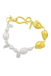 Shop_Arvino_Gold Plated Pearl Cross Border Bracelet_at_Aza_Fashions