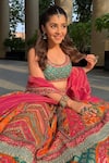 Buy_Kalista_Multi Color Blouse And Lehenga Raw Silk Print Floral Scoop Aadhya Bridal Set_Online
