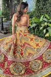 Buy_Kalista_Yellow Raw Silk Printed And Hand Embroidered Gulnar Slit Lehenga Set With Pant 