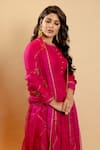 Buy_Nishar Ahmed_Pink Anarkali Silk Chanderi Embellished Zardozi Round Gathered With Dupatta_at_Aza_Fashions