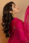 Shop_Nishar Ahmed_Pink Anarkali Silk Chanderi Embellished Zardozi Round Gathered With Dupatta_Online_at_Aza_Fashions