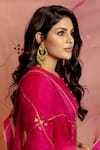 Buy_Nishar Ahmed_Pink Anarkali Silk Chanderi Embellished Zardozi Round Gathered With Dupatta