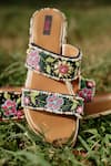 Buy_Kasually Klassy_Multi Color Bead Blossom Embroidered Platform Wedges_Online_at_Aza_Fashions