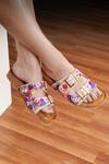 Buy_Kasually Klassy_Multi Color Thread Weavewalk Floral Embroidered Sandals _at_Aza_Fashions