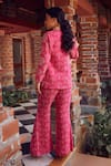 RITIKA VERMA_Fuchsia Georgette Embellished Drop Pearls Aasma Embroidered Jacket With Pant Set _Online_at_Aza_Fashions