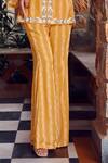 RITIKA VERMA_Yellow Georgette Embroidered Sequin V-neck Rabia Jacket With Bell Pant _Online_at_Aza_Fashions