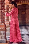 RITIKA VERMA_Fuchsia Georgette Embroidered Sequin Round Aalia Kurta Gharara Set _Online_at_Aza_Fashions