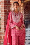 Shop_RITIKA VERMA_Fuchsia Georgette Embroidered Sequin Round Aalia Kurta Gharara Set _at_Aza_Fashions