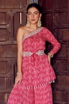 Shop_RITIKA VERMA_Fuchsia Georgette Embroidered Patra Madiha Bird Print Tunic With Gharara _at_Aza_Fashions