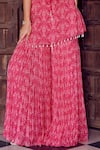 Buy_RITIKA VERMA_Fuchsia Georgette Embroidered Patra Madiha Bird Print Tunic With Gharara _Online_at_Aza_Fashions