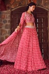 Buy_RITIKA VERMA_Fuchsia Georgette Embroidered Patra Aayat Masakali Print Lehenga Set With Cape _at_Aza_Fashions