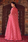 RITIKA VERMA_Fuchsia Georgette Embroidered Patra Aayat Masakali Print Lehenga Set With Cape _Online_at_Aza_Fashions