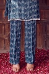 Buy_RITIKA VERMA_Blue Georgette Embroidered Pearl Drop Square Inara Bird Print Kurta Pant Set _Online_at_Aza_Fashions