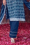 RITIKA VERMA_Blue Georgette Embroidered Pearl Drop Round Kalima Print Kurta Pant Set _Online_at_Aza_Fashions