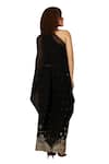 Tasuvure Indes_Black Pleated Georgette One Avyah Plisse Cape Top With Embroidered Pant_at_Aza_Fashions