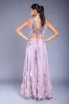 Ellemora fashions_Purple Tissue Hand Embroidered Sequins Halter Blouse And Palazzo Set _Online_at_Aza_Fashions