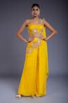 Buy_Ellemora fashions_Yellow Dull Crepe Hand Embroidered Sequins Sweetheart Jumpsuit _at_Aza_Fashions