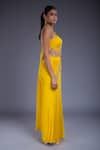 Shop_Ellemora fashions_Yellow Dull Crepe Hand Embroidered Sequins Sweetheart Jumpsuit _Online_at_Aza_Fashions