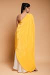 Ellemora fashions_Yellow Natural Crepe Solid Asymmetric Draped Tunic With Palazzo Pant _Online_at_Aza_Fashions