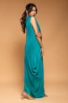 Buy_Ellemora fashions_Blue Natural Crepe Solid Round Draped Cape Kaftan _Online_at_Aza_Fashions