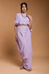 Buy_Ellemora fashions_Purple Natural Crepe Handwork Solid Boat Neck Kaftan _Online_at_Aza_Fashions