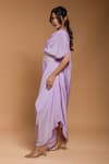 Shop_Ellemora fashions_Purple Natural Crepe Handwork Solid Boat Neck Kaftan _at_Aza_Fashions