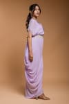 Shop_Ellemora fashions_Purple Natural Crepe Handwork Solid Boat Neck Kaftan _Online_at_Aza_Fashions