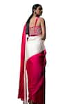 Shop_Ellemora fashions_Ivory Velvet Embellished Cascade Colourblock Pre-draped Saree With Corset Blouse _Online_at_Aza_Fashions